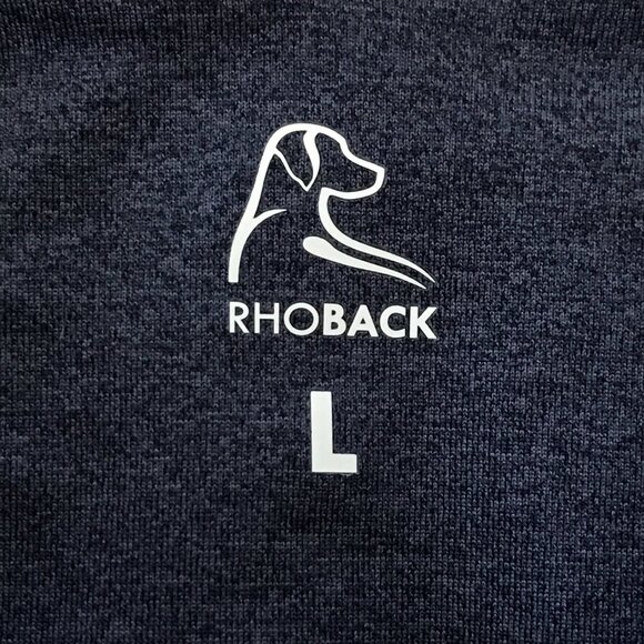 Rhoback Performance Polo Shirt Men L Blue Back the Blue Flag Short Sleeve Golf - Picture 3 of 12